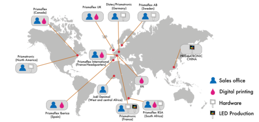 Map of Prismaflex International subsidiaries