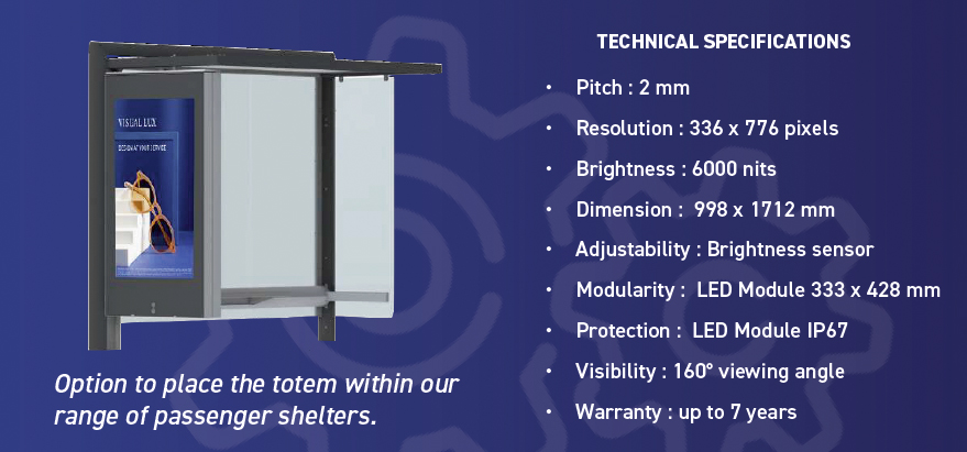 double-sided 80" totem technical specifications