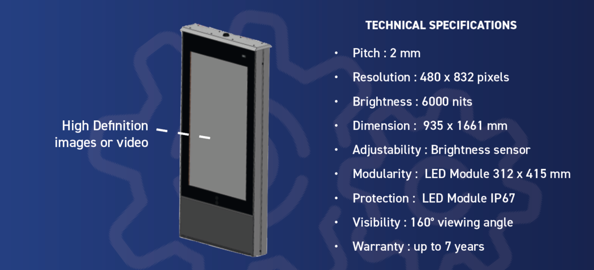 double-sided 75" totem technical specifications
